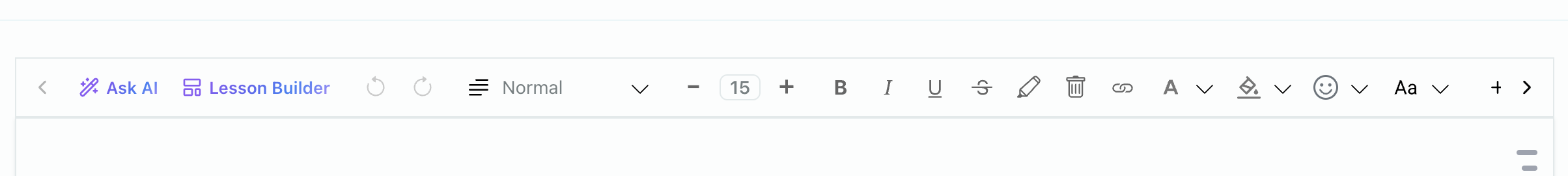Editor toolbar with formatting and insert sections labeled