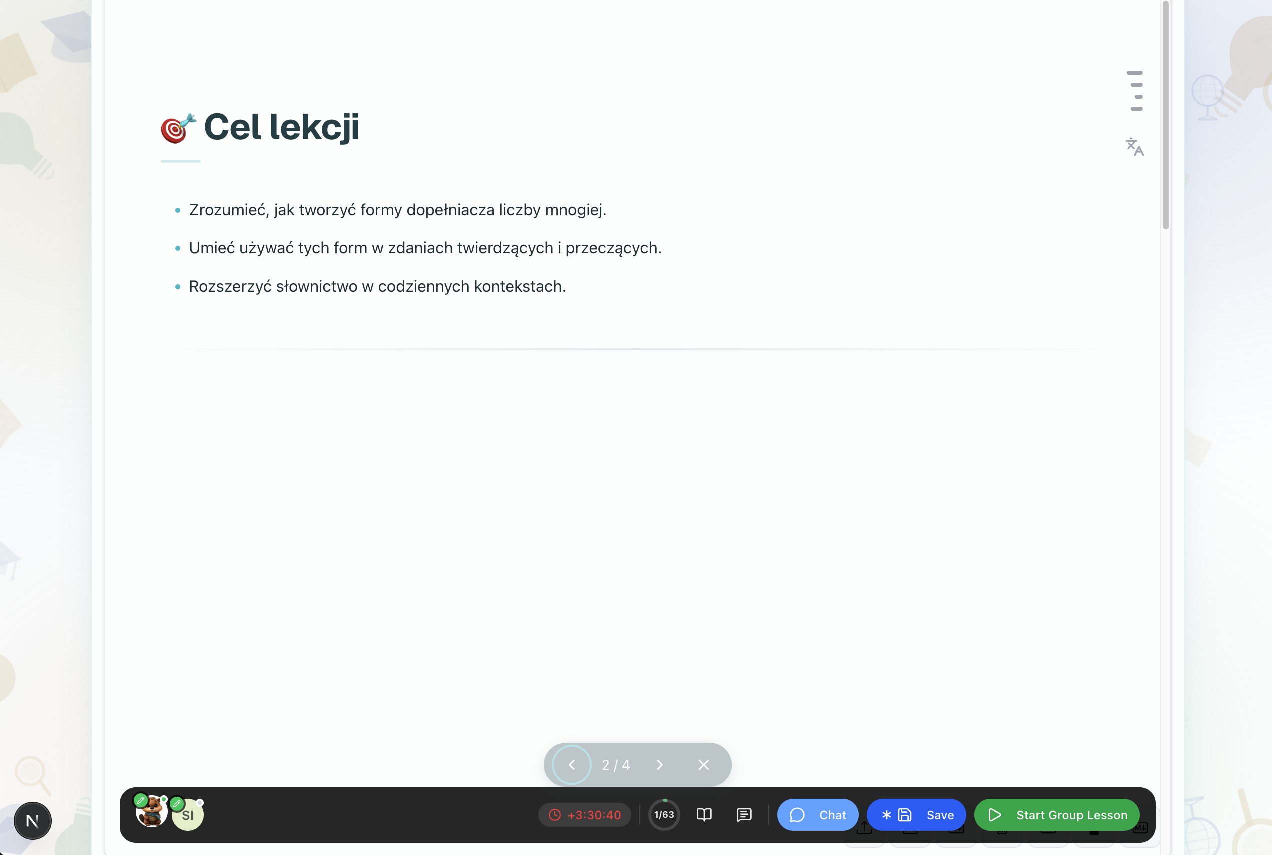 Single slide in presentation mode showing content between two page breaks